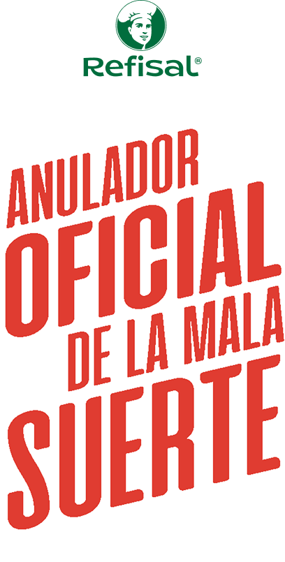 Texto: Anulador oficial de la mala suerte, escrito en letra color rojo